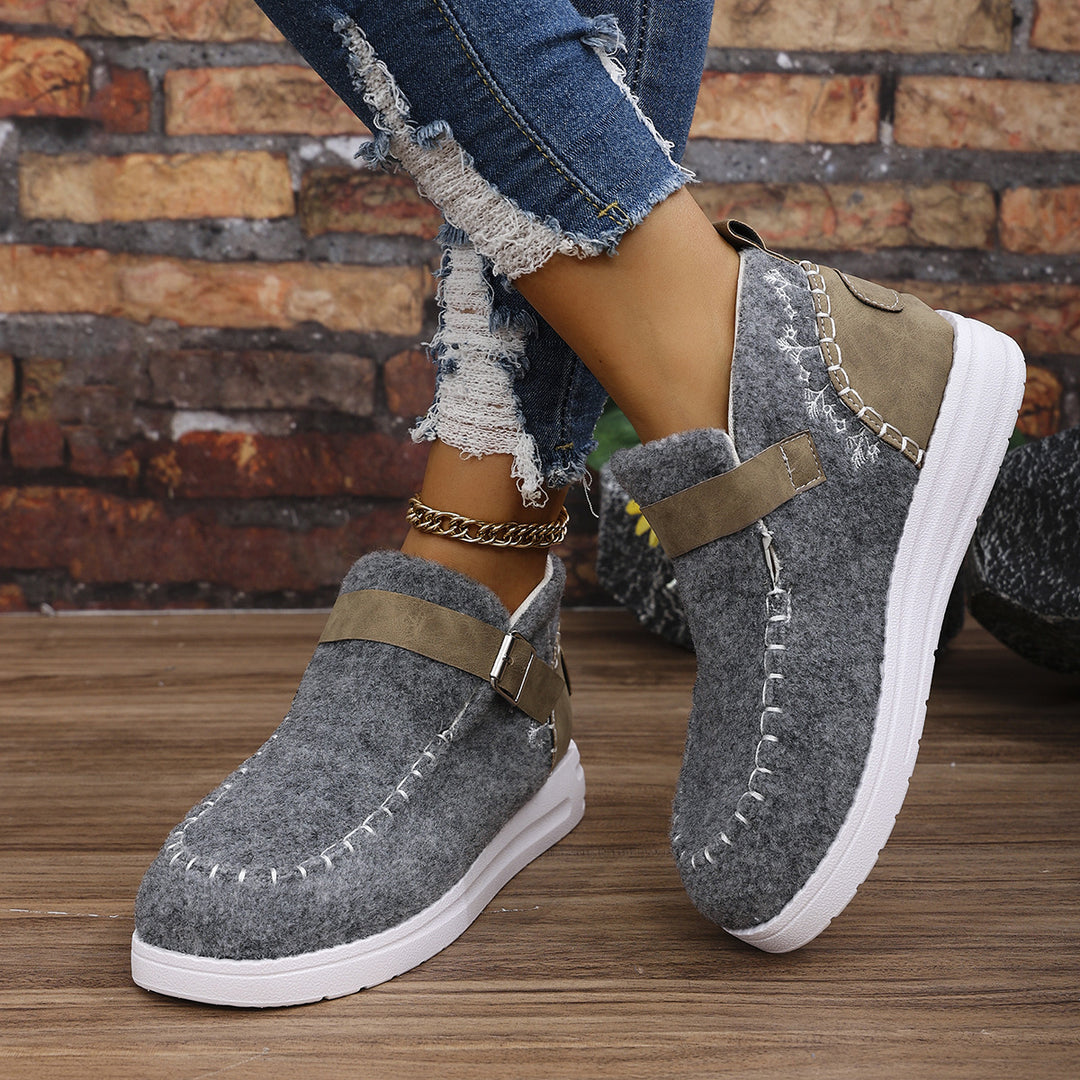 Damen Gefilzte Mokassin‑Sneaker mit Ziernaht, verstellbarem Riemen und dämpfender Plateausohle Echo Archiv