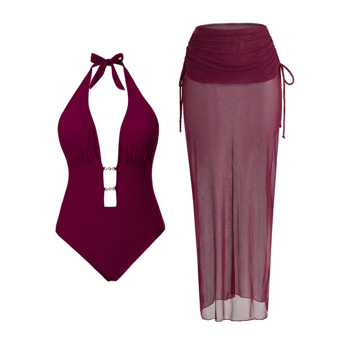 Damen Maxikleid mit tiefem V-Ausschnitt und Seitenschlitzen Echo Archiv