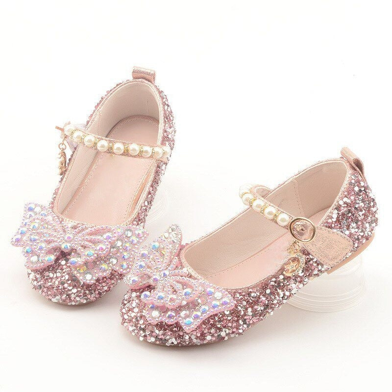 Mädchen Glitzernde Ballerinas mit filigranen Schleifenapplikationen Echo Archiv