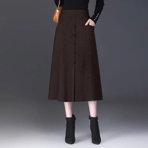 Damen Eleganter und schicker Midi-Rock mit Knopfdetails Echo Archiv