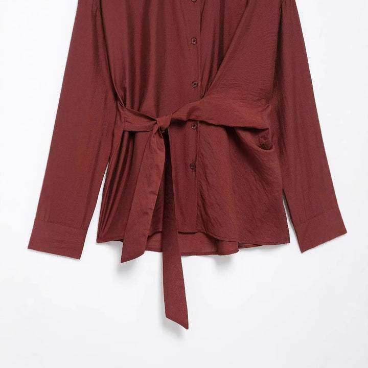 Damen nan locker geschnittene Hemdbluse mit Bindegürtel und kastigem Schnitt Echo Archiv