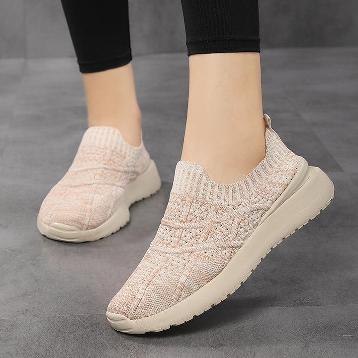Damen nan sockenähnlicher Komfort-Slipper mit strukturiertem Strickobermaterial und gedämpfter EVA-Keilsohle Echo Archiv