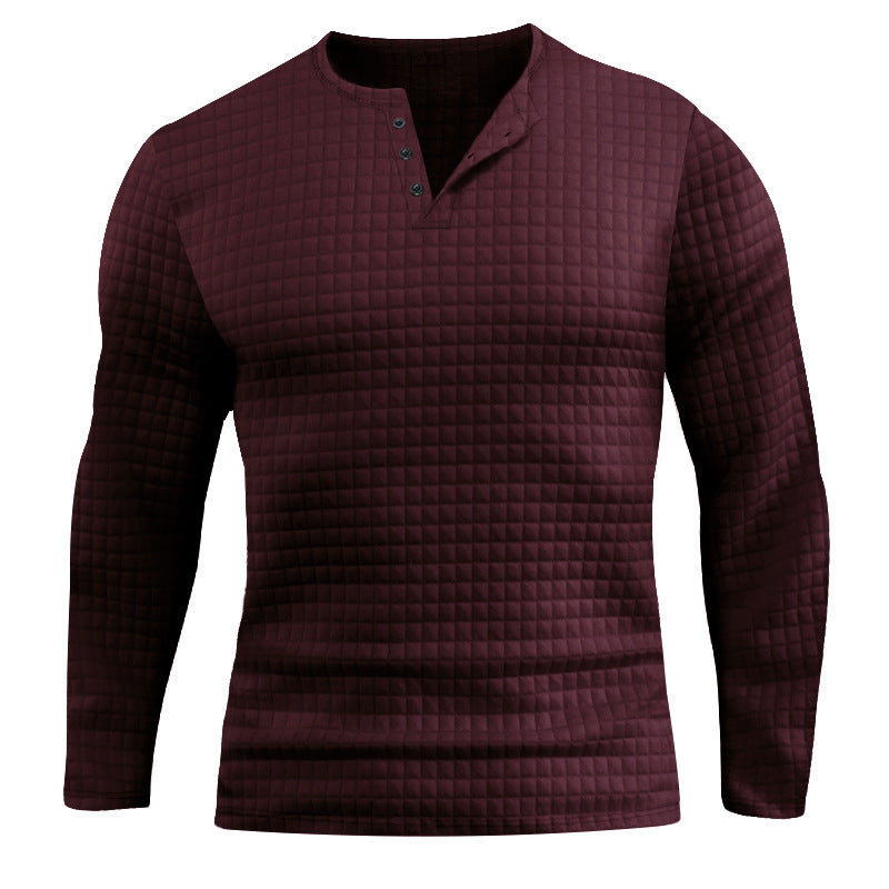 Herren Langarmshirt mit strukturiertem Design und Knopfleiste Echoarchiv