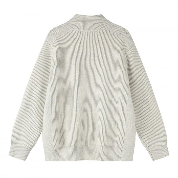 Unisex Grobgestrickter Reißverschluss-Strickcardigan mit Stehkragen und Rippstruktur Echo Archiv