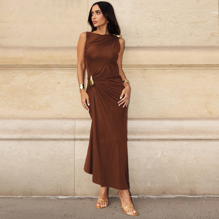 Damen Maxikleid mit raffiniertem Wickeldetail und figurbetontem Schnitt Echo Archiv
