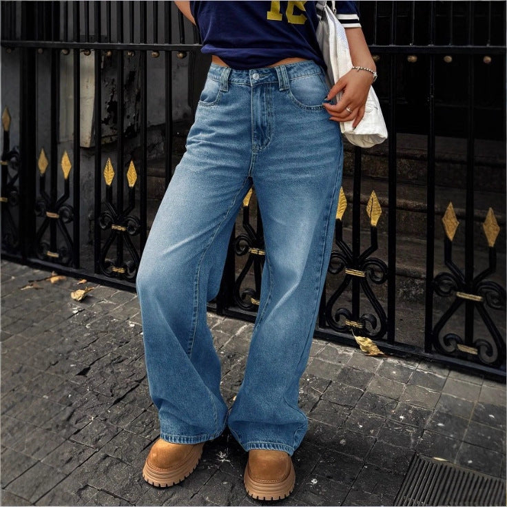 Damen High-Waist Weite Denim‑Hose mit Palazzo‑Schnitt Echo Archiv