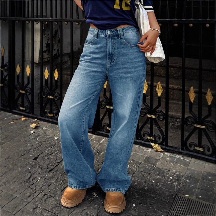 Damen High-Waist Weite Denim‑Hose mit Palazzo‑Schnitt Echo Archiv