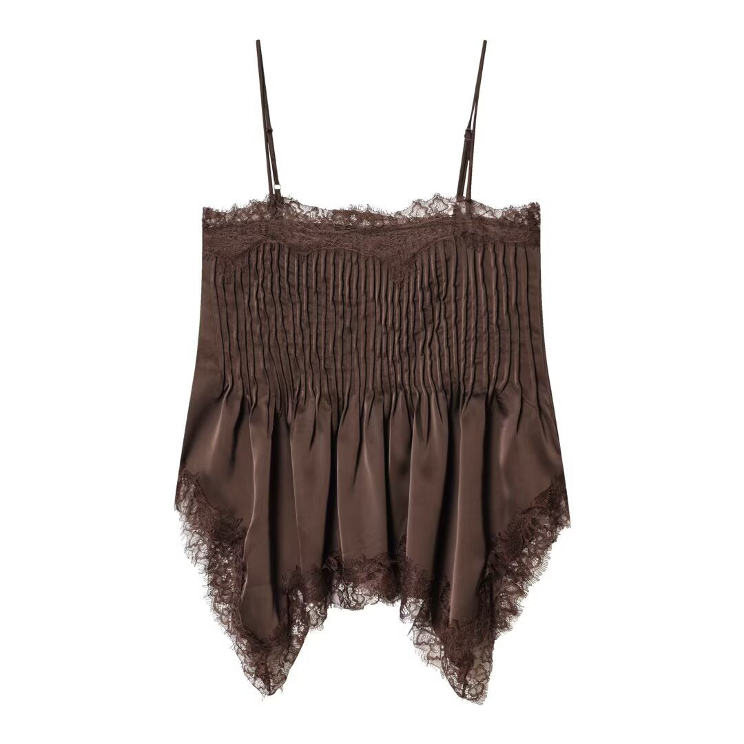Damen Spitzen-Camisole mit raffiniertem Faltenwurf und hochwertiger Satinoberfläche Echo Archiv