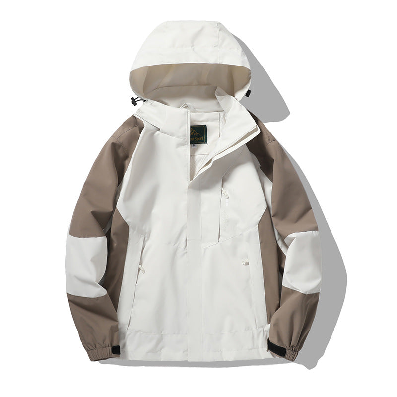 Herren Nano Wind- und wasserabweisende Outdoor-Hoodie-Jacke mit Belüftungsnetz, verstellbarer Kapuze und verdeckter Vorderklappe – Cavarno