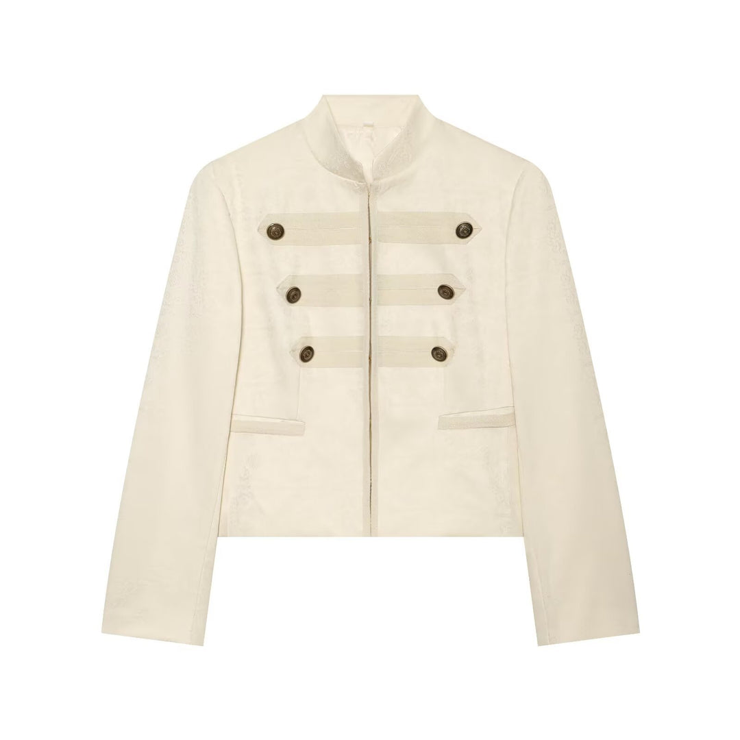 Damen Kurze Paradejacke mit Stehkragen, Zierbesatz und Reihenknöpfen Echo Archiv