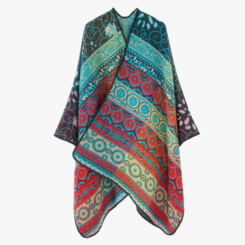 Damen Jacquard-Kimono-Überwurf im Ornament-Patchwork Stil – Avérine