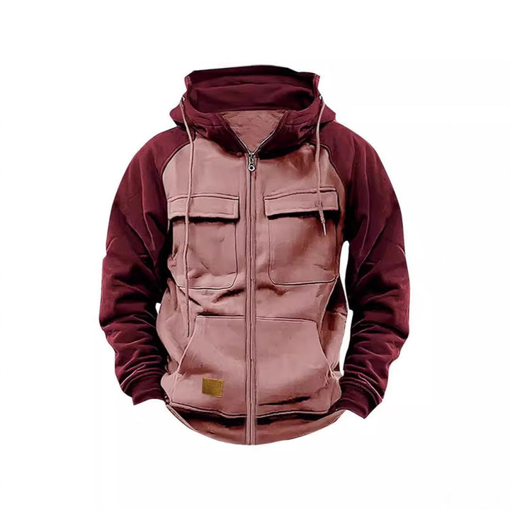 Herren nan Utility-Kapuzenjacke mit Materialmix, Brusttaschen und Reißverschluss Echo Archiv
