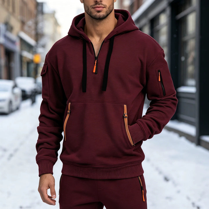 Herren Sportliche Kapuzenjacke mit seitlichen Reißverschlusstaschen – Cavarno