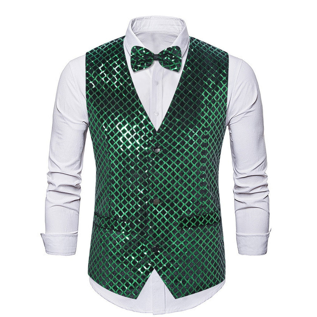 Herren eleganter Pailletten-Blazer mit passendem Fliegenverschluss Echoarchiv