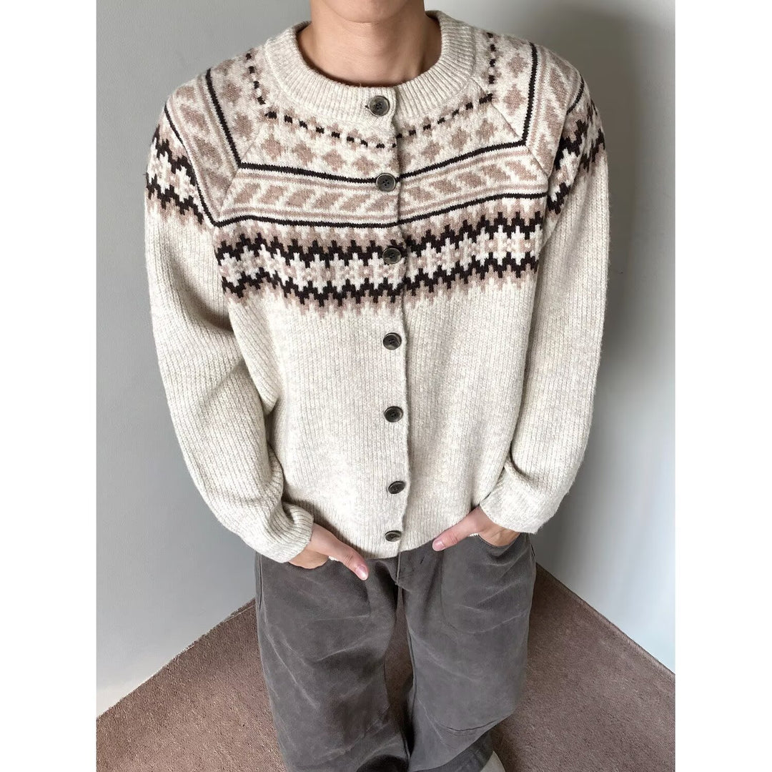 Herren Grobstrick Pullover mit geometrischem Muster Echoarchiv