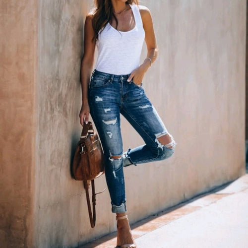 Damen modische Zerrissene Skinny-JEchoarchivns im lässigen Stil Echoarchiv
