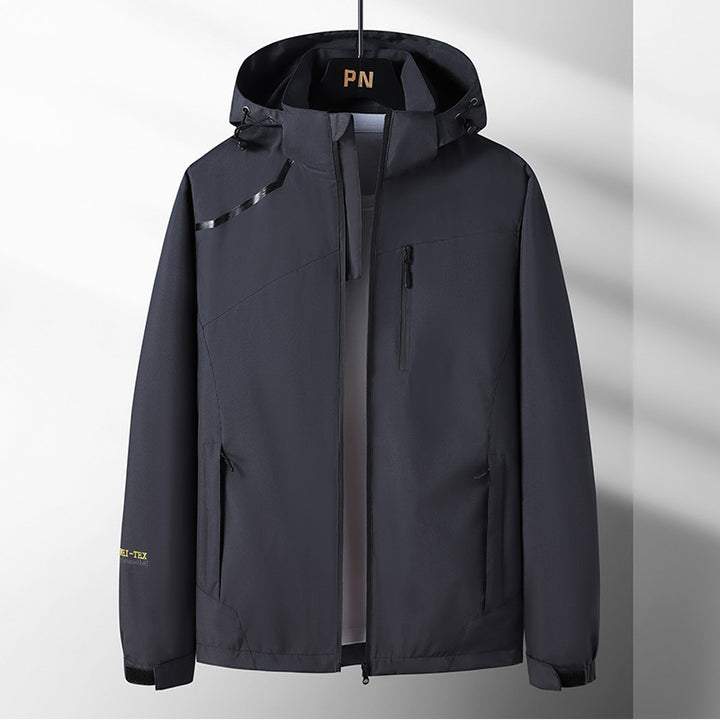 Herren wetterfeste Outdoor-Jacke mit verstellbarer Kapuze und funktionalen Taschen Echoarchiv