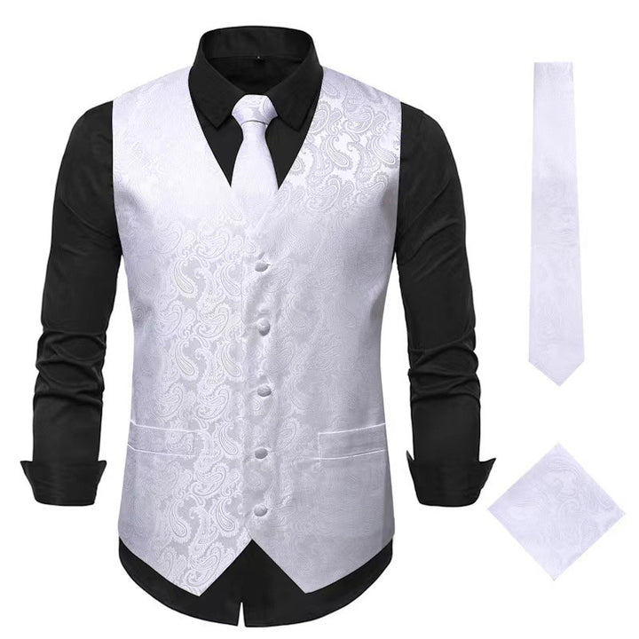 Herren nan Paisley Satin Anzugweste Set mit Krawatte und Einstecktuch Echo Archiv