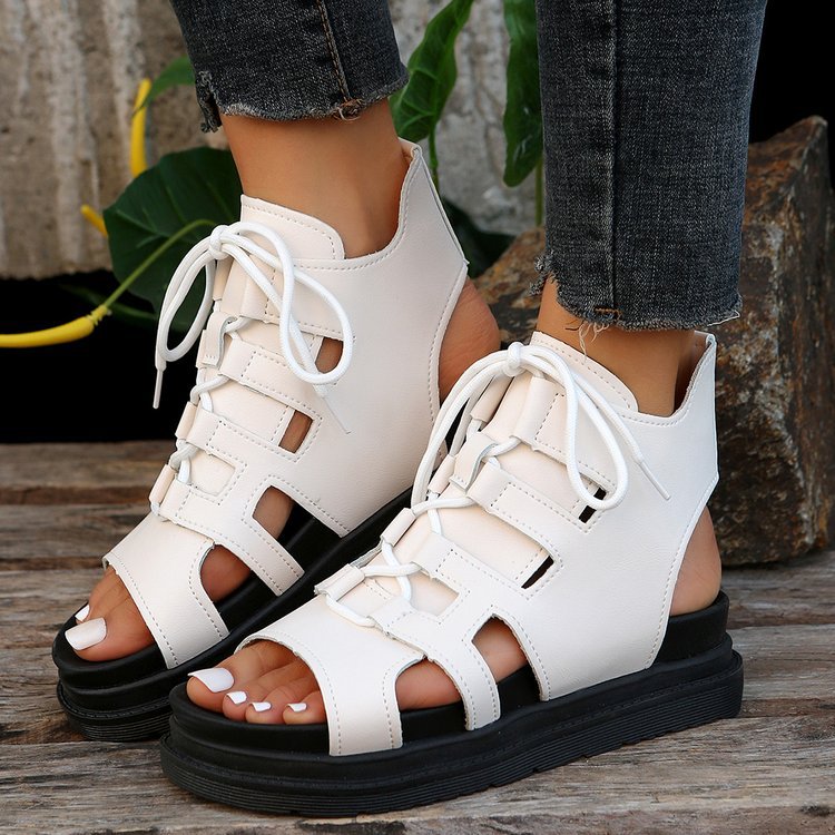 Damen  Schnür-Sandalen mit Cut-Out-Design offener Ferse und robuster Profilsohle Echo Archiv