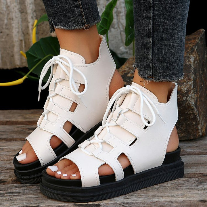 Damen  Schnür-Sandalen mit Cut-Out-Design offener Ferse und robuster Profilsohle Echo Archiv