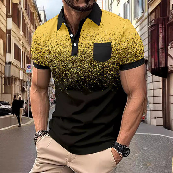 Herren Poloshirt mit dynamischem Farbverlauf und moderner Brusttasche Echoarchiv