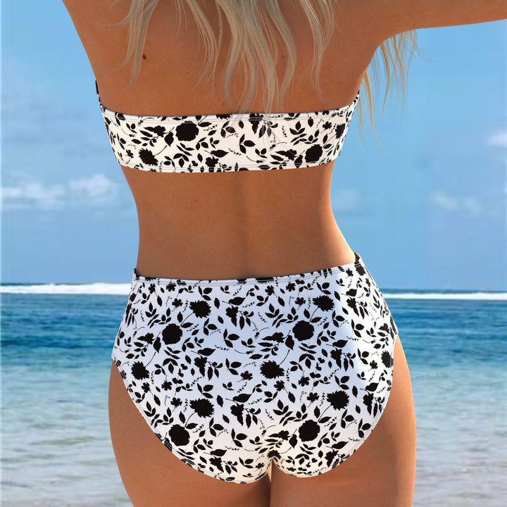 Damen Bikini-Set mit Bandeau-Oberteil und hohem Taillenbund Echo Archiv