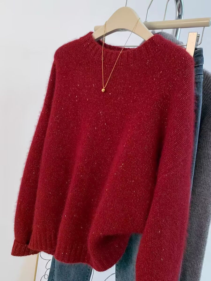 Damen Kuscheliger Oversize‑Pullover im Mohair‑Look mit Rundhalsausschnitt und dezentem Glitzereffekt Echoarchiv