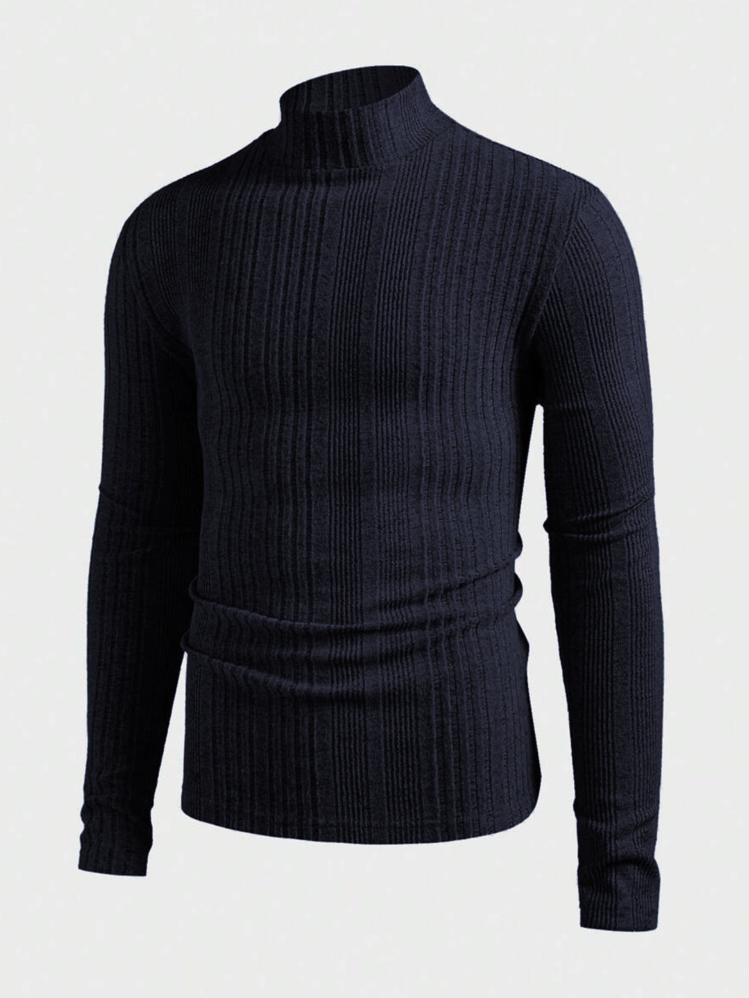 Herren Strickpullover mit hohem Kragen und Rippstruktur Echoarchiv