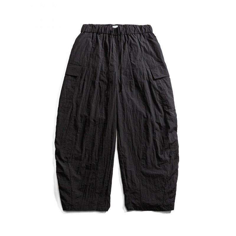 Unisex Weite Cropped Cargo-Hose mit elastischem Bund, Tunnelzug und aufgesetzten Taschen Echo Archiv