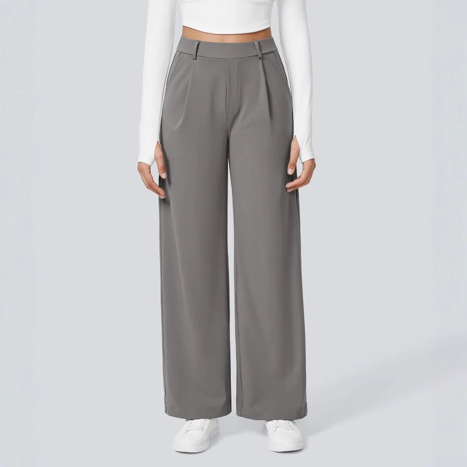 Damen Weite High‑Waist Palazzo‑Hose mit Bundfalten und Eingrifftaschen Echo Archiv