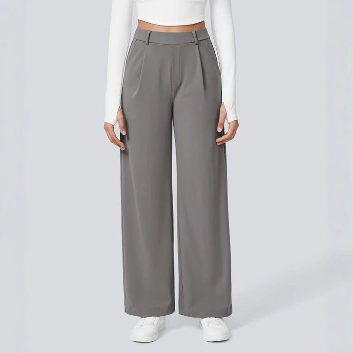 Damen Weite High‑Waist Palazzo‑Hose mit Bundfalten und Eingrifftaschen Echo Archiv
