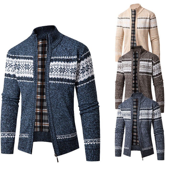 Herren Strickjacke mit hohem Kragen und modernem Zipper Echoarchiv