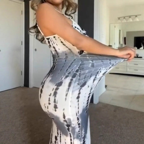 Damen nan ärmelloses Maxikleid mit Spaghettiträgern, Knotenfront und Cut-Out Echo Archiv