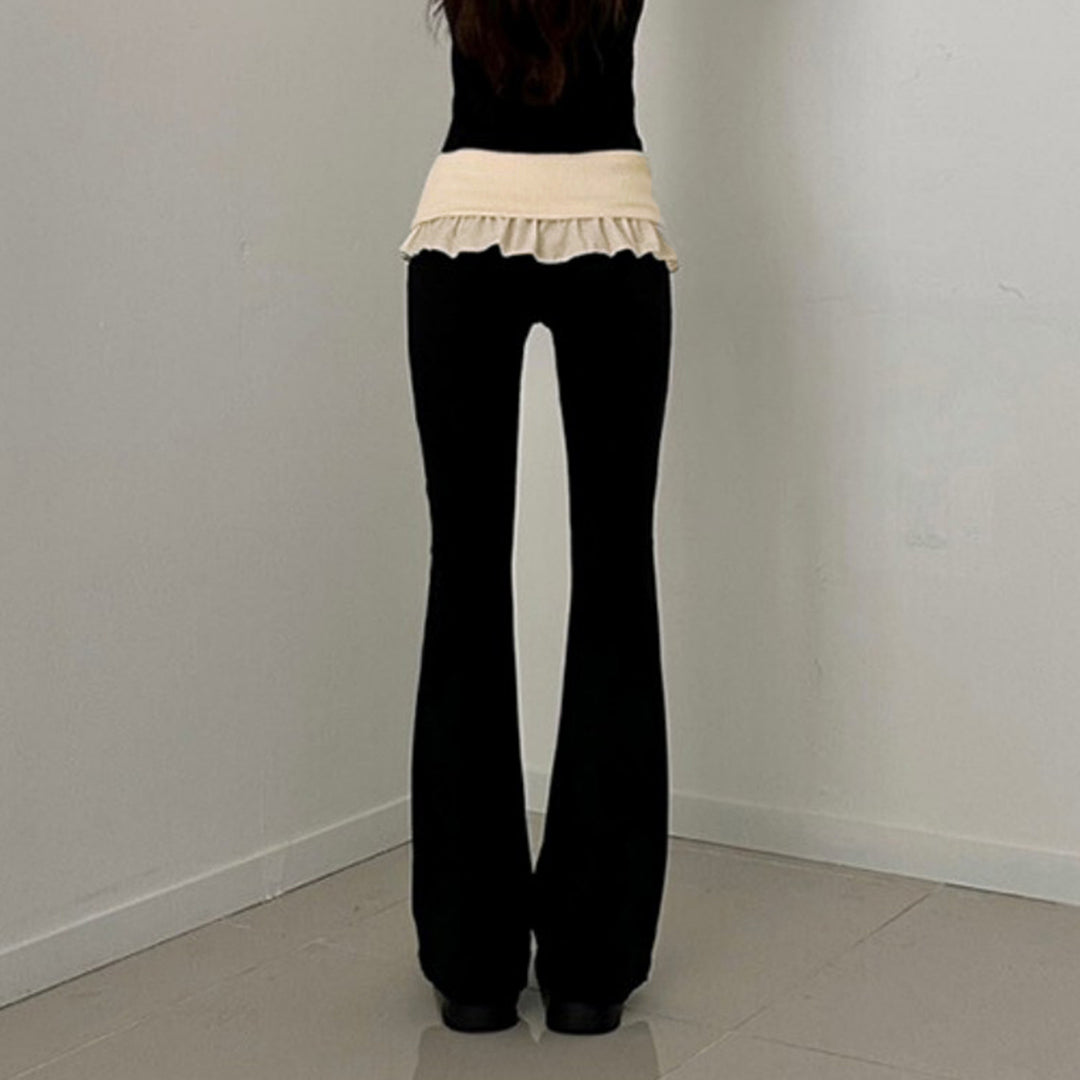 Damen nan taillierte Highwaist Schlaghose mit Zierband, Gürtelschlaufen und ausgestelltem Bein Echo Archiv