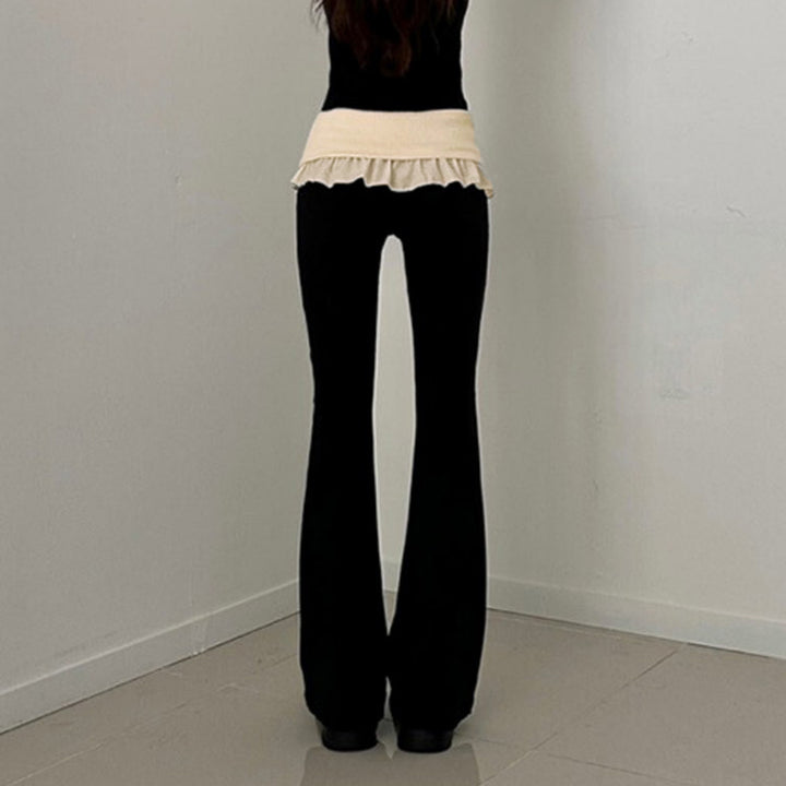 Damen nan taillierte Highwaist Schlaghose mit Zierband, Gürtelschlaufen und ausgestelltem Bein Echo Archiv