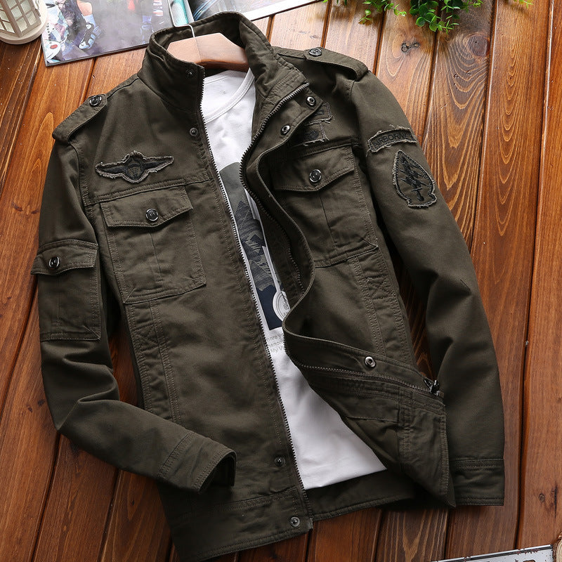 Herren nan Canvas-Pilotjacke mit Schulterpatten, aufgesetzten Klappentaschen und verstärkter Frontpartie Echo Archiv