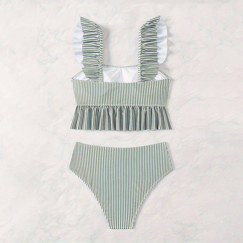 Damen Bikiniset mit verspieltem Rüschendesign und hoch taillierten Shorts Echo Archiv