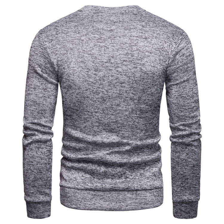 Herren stylischer Sweatpullover mit asymmetrischem Leder-Einsatz Echoarchiv