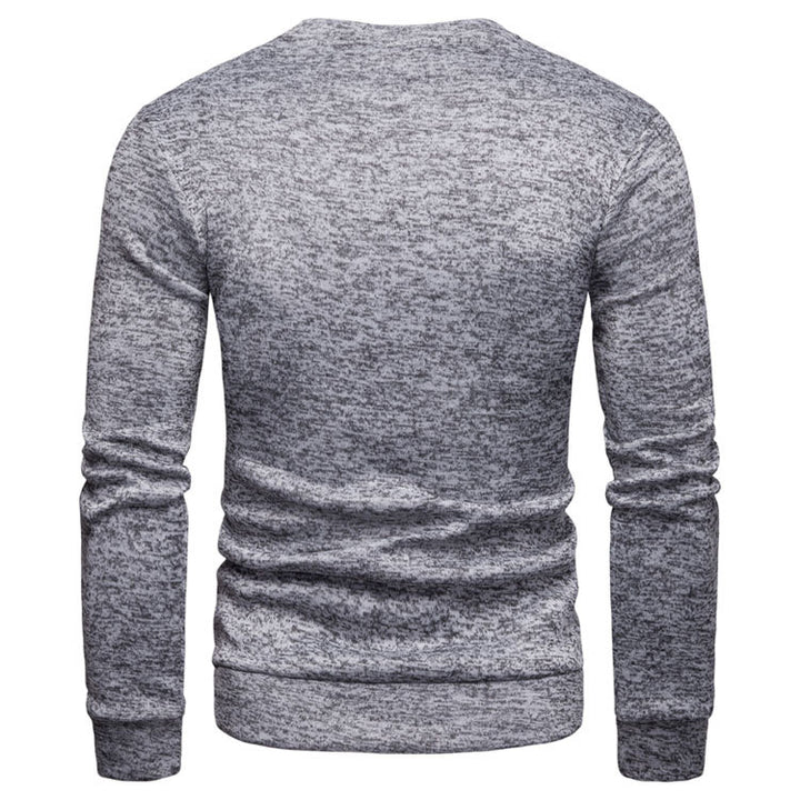 Herren stylischer Sweatpullover mit asymmetrischem Leder-Einsatz Echoarchiv