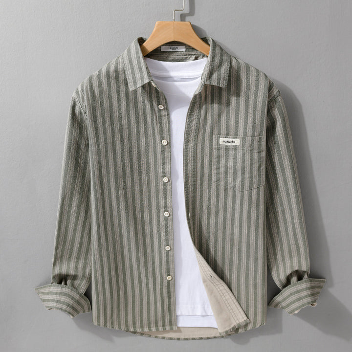 Herren Casual-Streifenhemd im Overshirt‑Stil mit Kentkragen Echoarchiv