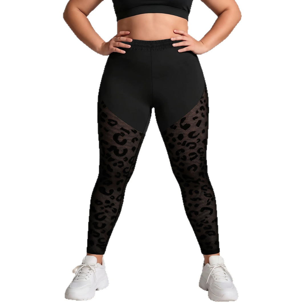 Damen formende High-Waist Leggings mit Overlay-Short und Leo-Mesh-Einsätzen – Avélisse