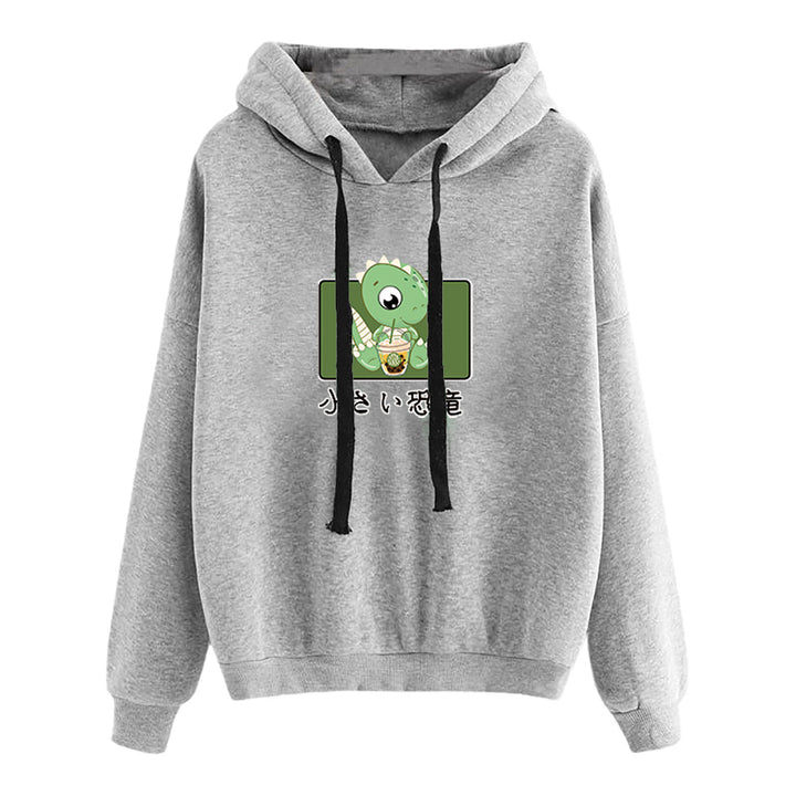 Damen kurz geschnittener Cropped-Kapuzenpullover mit niedlicher Frosch-Illustration und verstellbarer Kapuze – Auréline