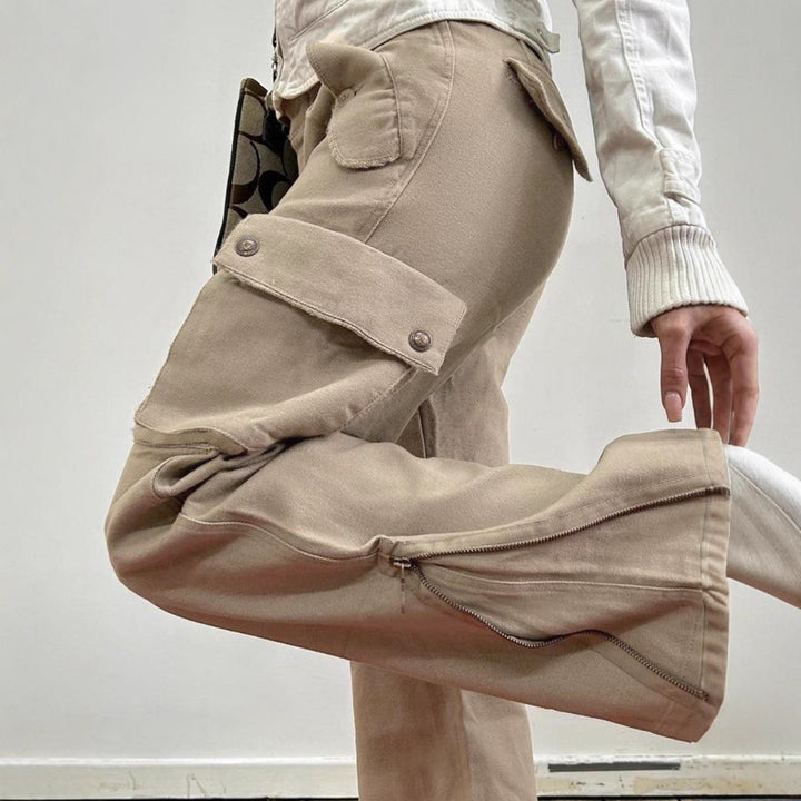 Damen lockere Cargo-Hose mit praktischen Taschen und weitem Bein Echo Archiv