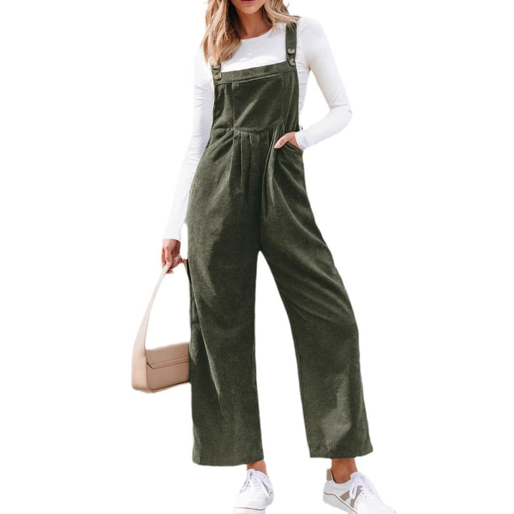 Damen Lässige Cord-Latzhose mit weitem Bein & verstellbaren Trägern – Avérine