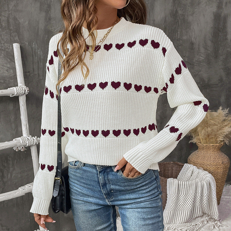 Damen Kuscheliger Strickpullover mit Herzmuster Echo Archiv