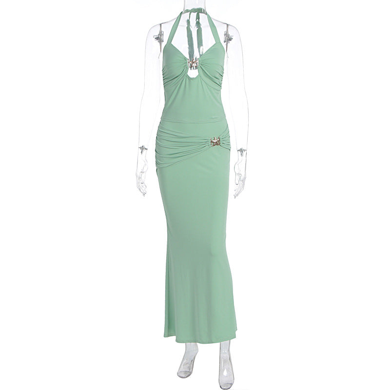 Damen Elegantes Maxikleid mit Halterneck und figurbetontem Design Echo Archiv