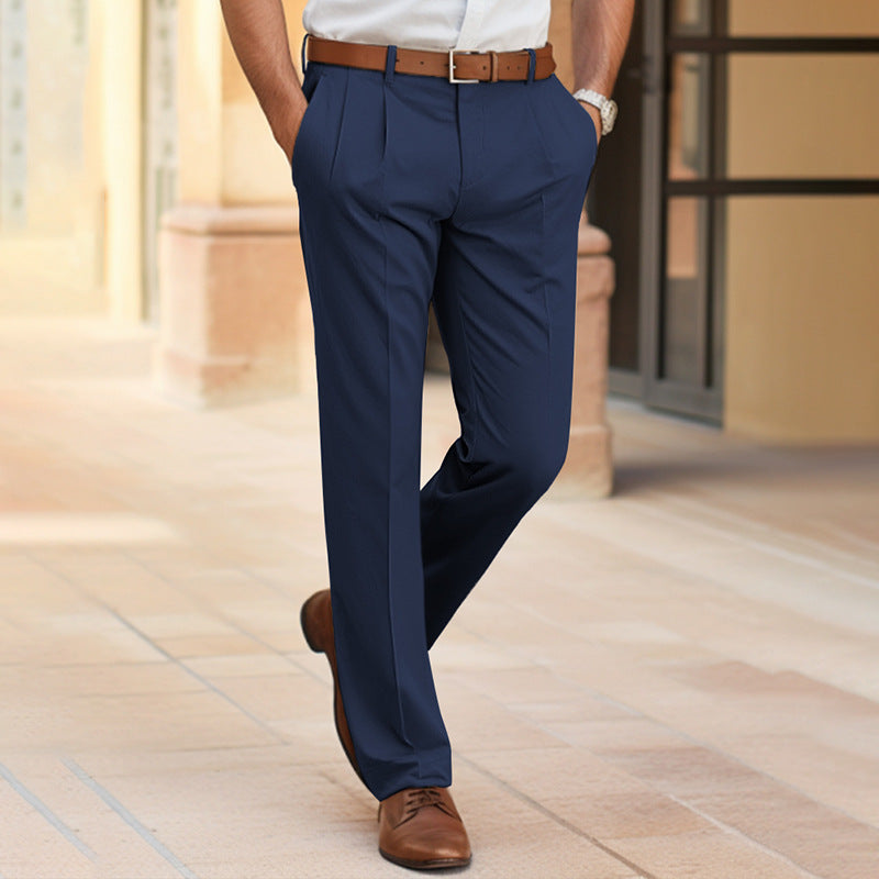 Herren Elegante Bundfalten-Hose mit geradem Bein und Bügelfalte Echoarchiv