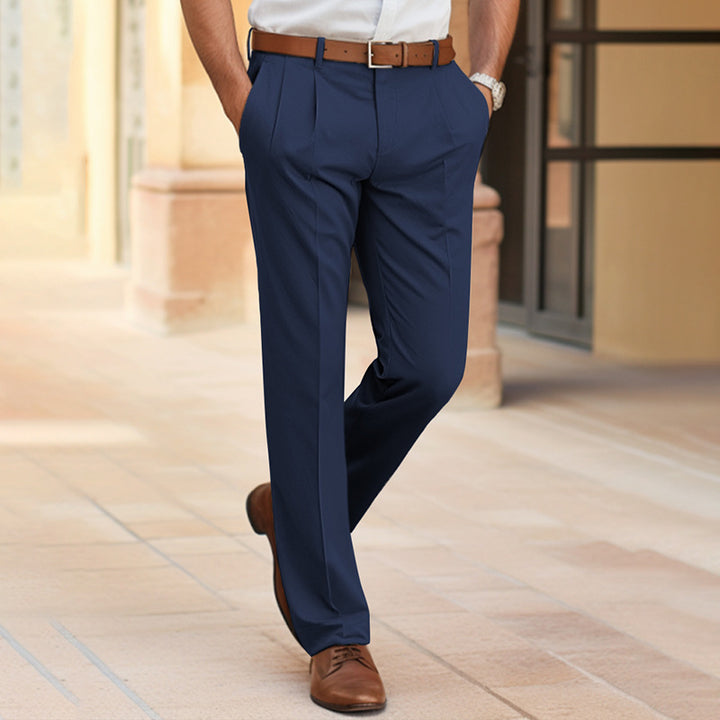 Herren Elegante Bundfalten-Hose mit geradem Bein und Bügelfalte Echoarchiv