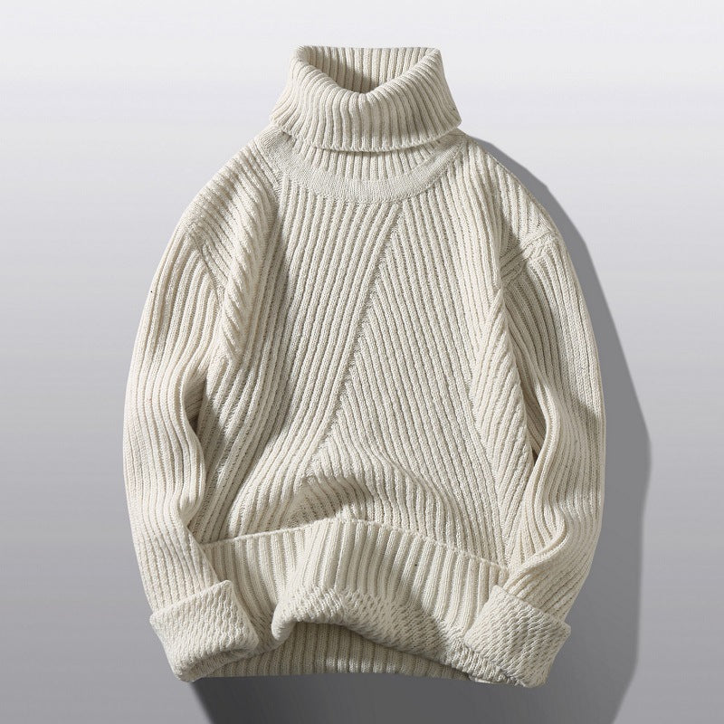 Herren nan strukturierter Rollkragenpullover mit diagonaler Rippstruktur und schlanker Passform Echo Archiv