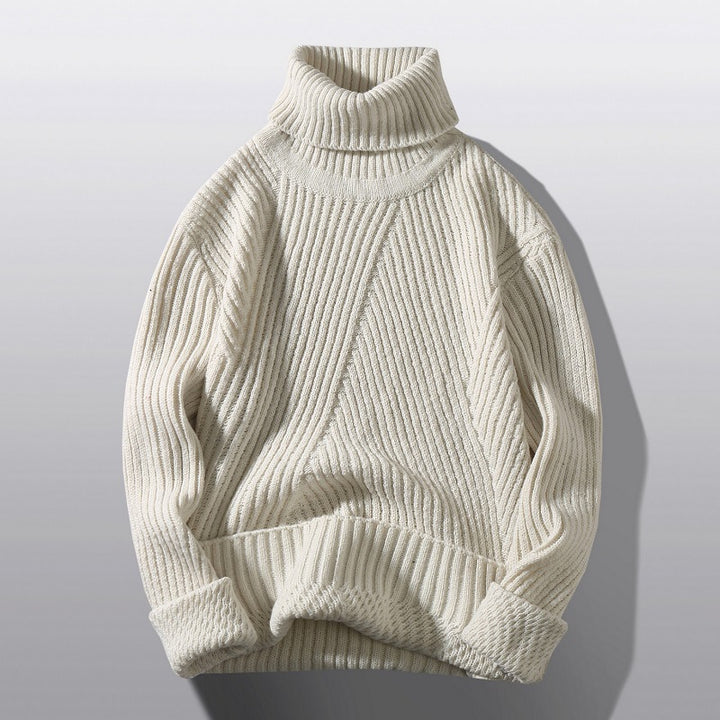 Herren nan strukturierter Rollkragenpullover mit diagonaler Rippstruktur und schlanker Passform Echo Archiv